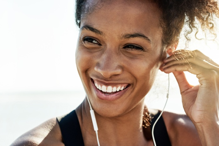 Close smile of a woman with dental bridges in Wyoming, MI