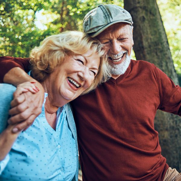 Old couple happy after getting dental veneers in Wyoming, MI